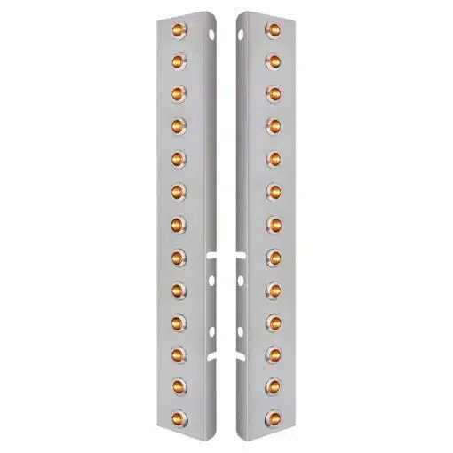 Peterbilt Stainless Front Air Cleaner Bracket With Twenty 6X 3 LED 3/4" Mini Lights & Stainless Bezels