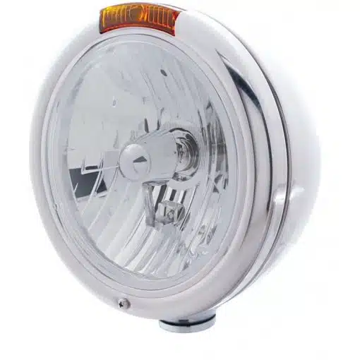 SS "Classic" Headlight -  Crystal H4 Bulb with Incandescent Turn,  Amber Lens