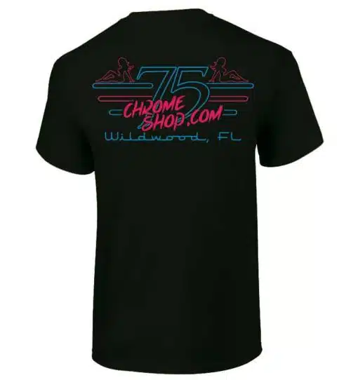 Adult Short Sleeve Neon 75 Chrome Shop Logo T-Shirt