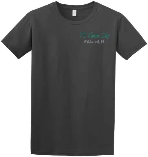 Original Old School Gray 75 Chrome Shop Truck T-Shirt - Image 2