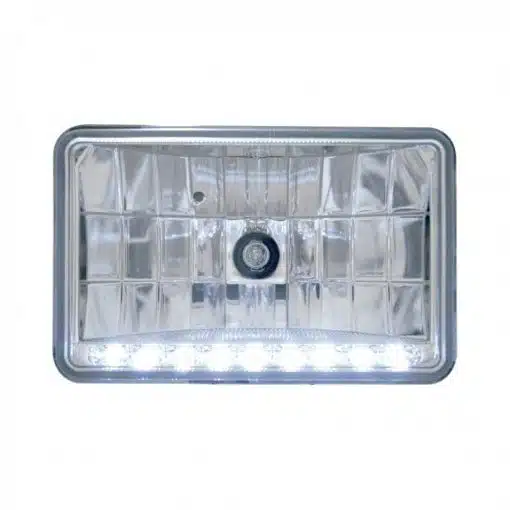 4" X 6" Crystal Headlight With 9 White LED Position Light - Low Beam-ULTRALIT