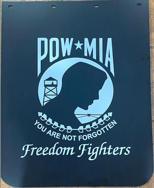 POW MIA Black Poly Mudflap 30"