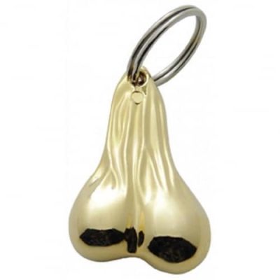 Small Bull Balls Keychain - Gold