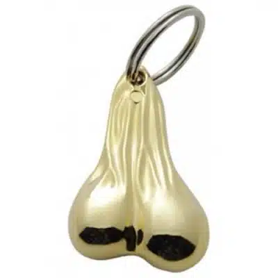 Small Bull Balls Keychain - Gold