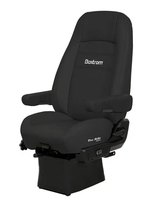 TRUCK SEAT, LOPRO 910 AIR SUSPENSION, DRAPE, HI-BACK, AIR LUMBAR, DUAL ARMRESTS, BLACK ULTRA-LEATHER