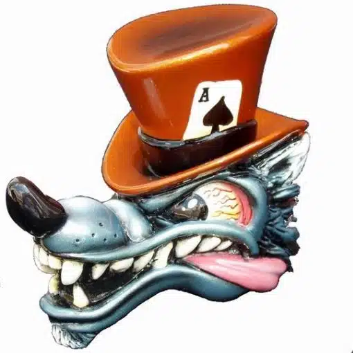 Metallic Pumpkin Orange Top Hat Wolf Shift Knob