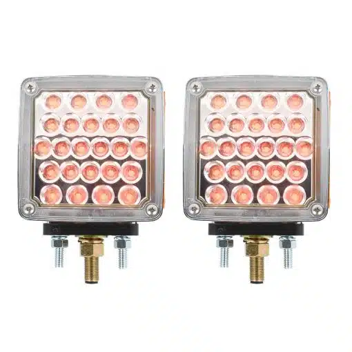Square Double Face Pearl LED Pedestal Light Clear Amber/Clear Red - Image 6