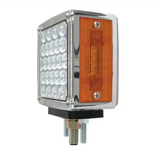 Square Double Face Pearl LED Pedestal Light Clear Amber/Clear Red