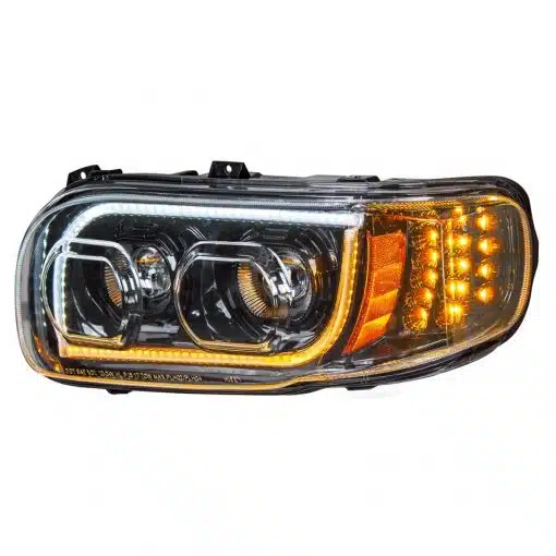 High Power LED Blackout Headlight with LED Position Light & LED Turn Signal for 2008+ Peterbilt 388/389