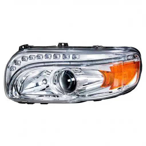 Chrome Projection Headlight with LED Position Light & LED Turn Signal for 2008+ Peterbilt 388/389 - Passenger - Image 2