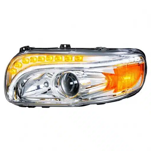Chrome Projection Headlight with LED Position Light & LED Turn Signal for 2008+ Peterbilt 388/389 - Passenger