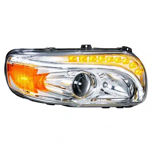 Chrome Projection Headlight with LED Position Light & LED Turn Signal for 2008+ Peterbilt 388/389 - Passenger - Image 3
