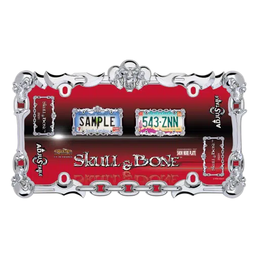 Skull & Bones Chrome Tag Frame