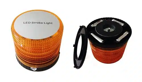 Amber LED Magnetic Battery Operated Strobe 75 Chrome Shop