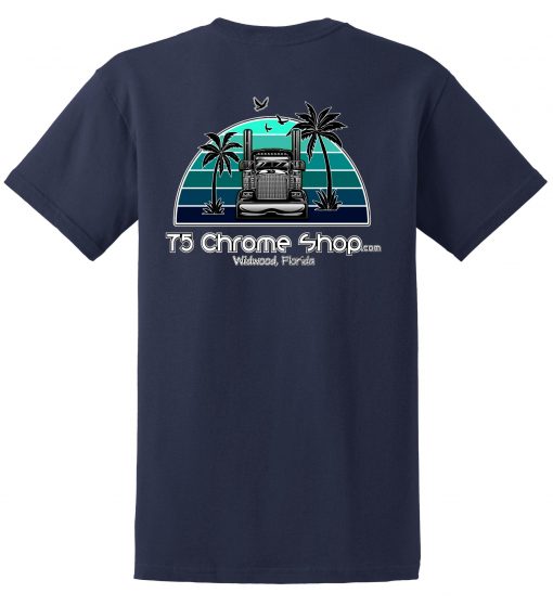 75 Chrome Shop Navy Palm Tree T-Shirt - Image 3