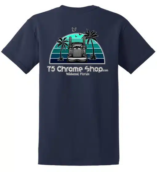 75 Chrome Shop Navy Palm Tree T-Shirt - Image 3