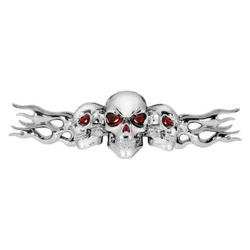 Chrome Plastic Flame Skull