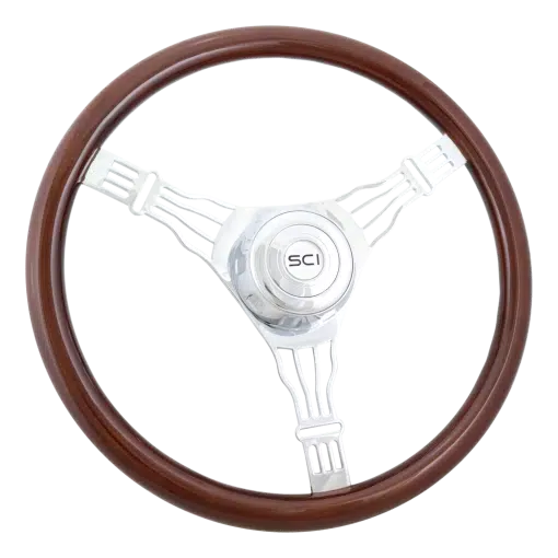 18" Voltage 3 Mahogany Rim, Chrome 3-Spoke with Wire Cut Outs