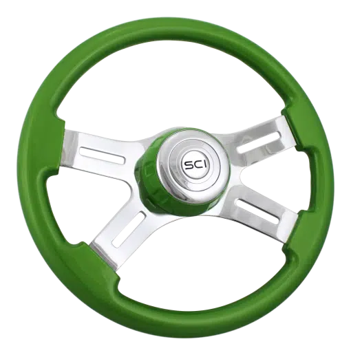 16" 4 Spoke Green Steering Wheel