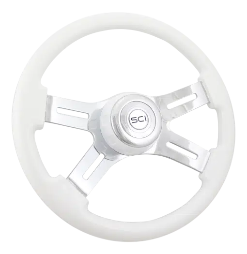 16" 4 Spoke White Steering Wheel
