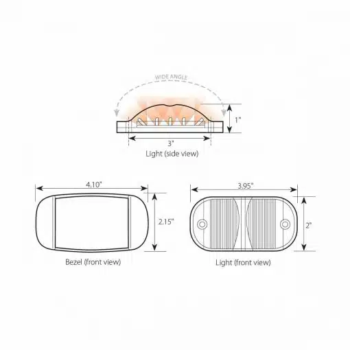 Rectangular Camel Back Wide Angle Dual Function LED Light Amber - Image 2