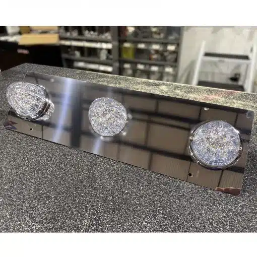 Peterbilt Stainless Steel Sleeper Plate With 3 Watermelon Light Holes