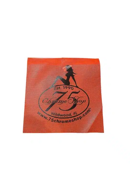 Orange Safety Flag w/75 Chrome Shop Logo