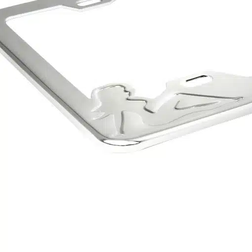 Chrome License Plate Frame with Sitting Lady Figure Silhouettes - Image 2