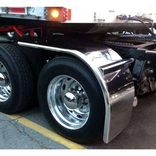 80" Stainless Steel Half Fenders with Straight Drop & Rolled Edge (14 GAUGE)