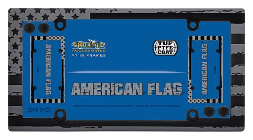 USA Flag Black & Gray Tag Frame