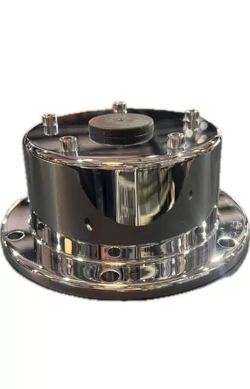 Chrome Plated Billet Aluminum Front Oil Cap Cover for 5-1/2” Bolt Pattern - Image 2