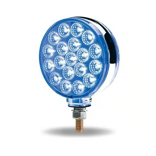 Amber/Red Turn & Marker to Blue Auxiliary Double Face Round Reflector LED Light - 38 Diodes - Image 2