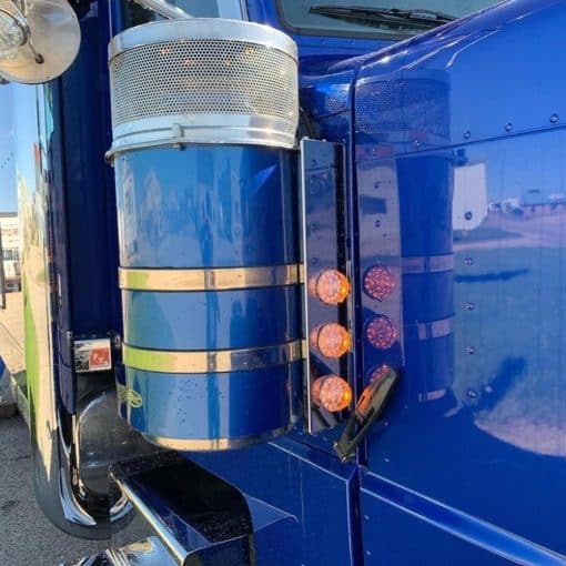 Peterbilt Air Cleaner Front Breather Bars with 3 Watermelon Light Holes