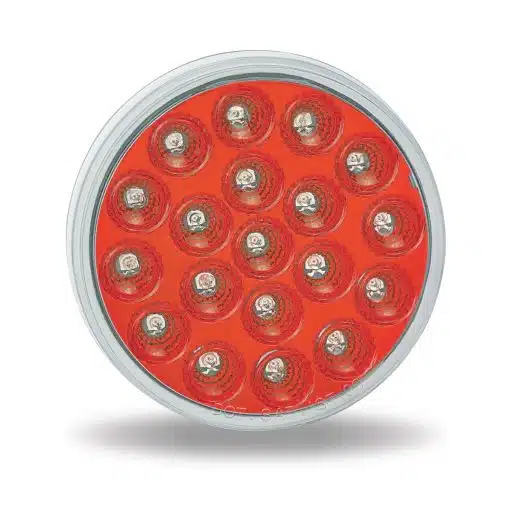 4" Red Stop, Turn & Tail to White Back Up Round Anodized LED Light - 19 Diodes