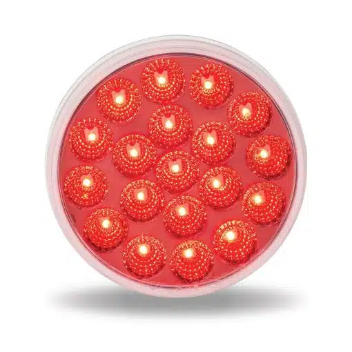 4" Red Stop, Turn & Tail to White Back Up Round Anodized LED Light - 19 Diodes - Image 2