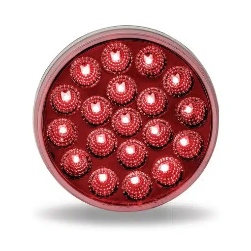4" Red Stop, Turn & Tail to White Back Up Round Anodized LED Light - 19 Diodes - Image 3