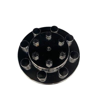 Chrome Front Hub Cover with Top Hat Style Nut Covers