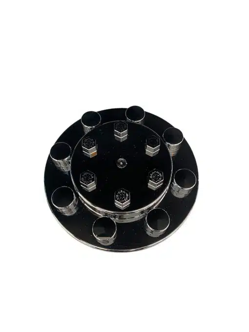 Chrome Front Hub Cover with Top Hat Style Nut Covers