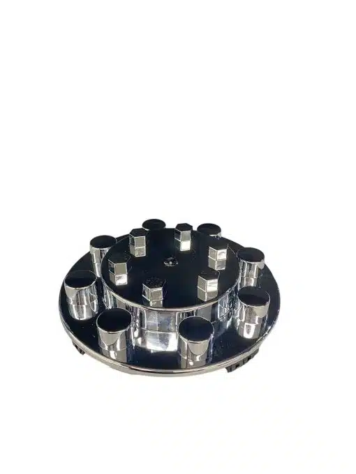 Chrome Front Hub Cover with Top Hat Style Nut Covers - Image 2
