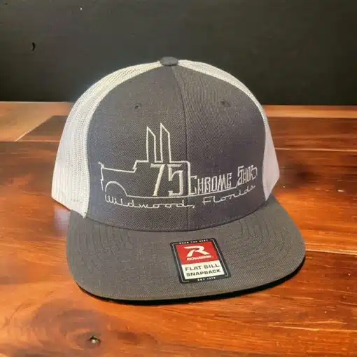 75 Chrome Shop Truck Logo Flat Bill Hat - Image 8