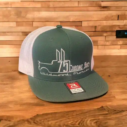75 Chrome Shop Truck Logo Flat Bill Hat - Image 6