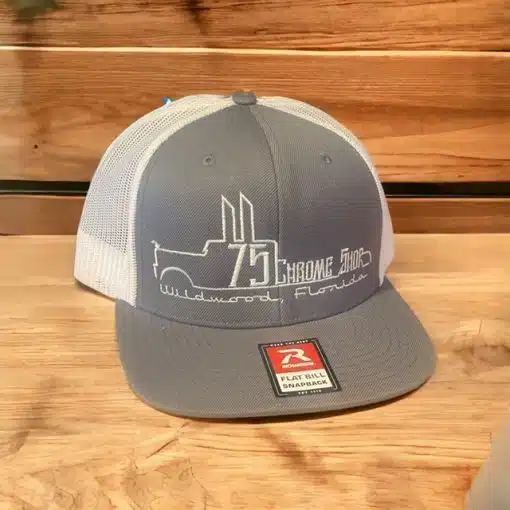 75 Chrome Shop Truck Logo Flat Bill Hat - Image 4