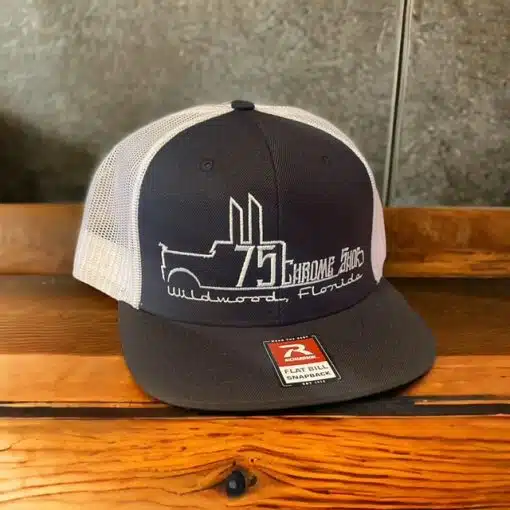 75 Chrome Shop Truck Logo Flat Bill Hat - Image 3