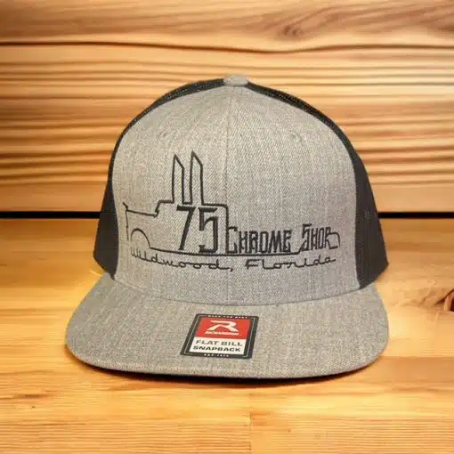 75 Chrome Shop Truck Logo Flat Bill Hat - Image 9