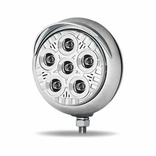 5″ Legacy Series Chrome Round LED Work Light with Legacy Housing & 4 Position Visor – Spot Beam | 2000 Lumens