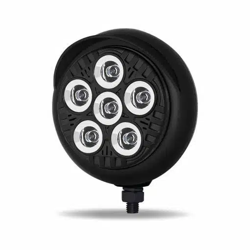5″ Legacy Series Black Round LED Work Light with Legacy Housing & 4 Position Visor – Spot Beam | 2000 Lumens