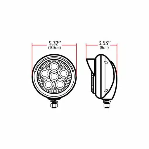 5″ Legacy Series Black Round LED Work Light with Legacy Housing & 4 Position Visor – Spot Beam | 2000 Lumens - Image 4