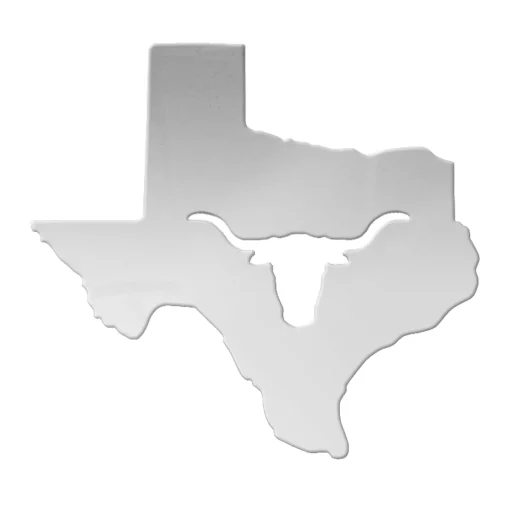 Texas State Cut Out With Longhorn Stick On