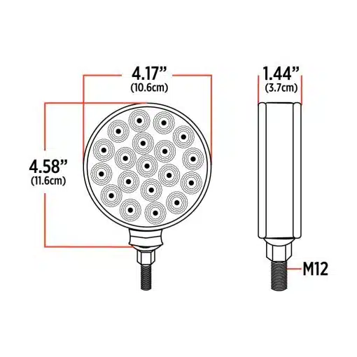 Clear Amber/Red Turn & Marker Double Face Round Reflector LED Light – 38 Diodes - Image 4