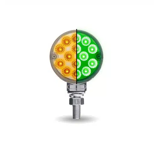 Amber/Red Turn & Marker to Green Auxiliary 3″ Mini Double Face Round Reflector LED Light – 28 Diodes